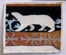 Listing image for Vintage Naive Folk Art Tapestry / Polar Bear Scandinavian Wool Hand Woven 9”x 7”