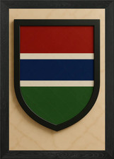 Listing image for Framed Gambia Flag Shield - Marble Framed Wall Art Poster Canvas Print Picture