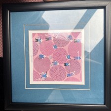 Listing image for Framed Asian Art Print – “Culture” – Signed – Blue Mount & Black Frame