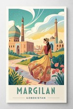 Listing image for Vibrant Margilan Uzbekistan Travel Poster - Exquisite Silk Road City Art Print A