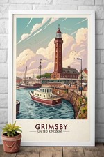 Listing image for Classic Grimsby United Kingdom Travel Poster - Maritime Heritage Art Print A1-A4