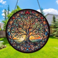 Listing image for Circular Acrylic Wall Art Garden Wall Window Decor Wall Hanging Tree Of Life UK
