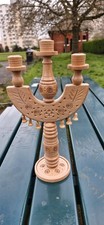 Listing image for Hand Carved Wooden Candle Holder Carpathian Folk Art Rustic 35cm