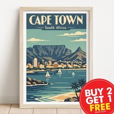 Listing image for Cape Town South Africa Travel Print, Travel Poster, Retro Poster, Wall Art, A3,
