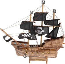 Listing image for 30cm BLACK Pirate Ship Wooden Galleon Model Ship Boat Nautical Collectible Model