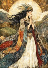 Listing image for Pachamama Art Print Andean Earth Goddess Sun Mountains Tapestry Robe Nature AC37