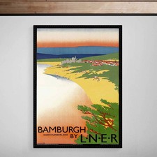 Listing image for Bamburgh Castle, Northumberland LNER Railway Tourism Travel Print Poster Vintage
