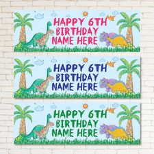 Listing image for 2 Personalised Birthday Banner Dinosaur Children Kids Party Poster Decoration