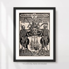 Listing image for MEDIEVAL SKELETONS ART PRINT POSTER Tattoo Occultism Witchcraft Devil Satanic