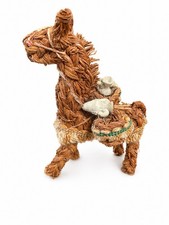 Listing image for Vintage Mexican Woven Straw Burro with Clay Pots Folk Art (1960s) Decor