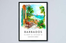 Listing image for Barbados Watercolor Poster Barbados Travel Print Barbados Wall Art Caribbean